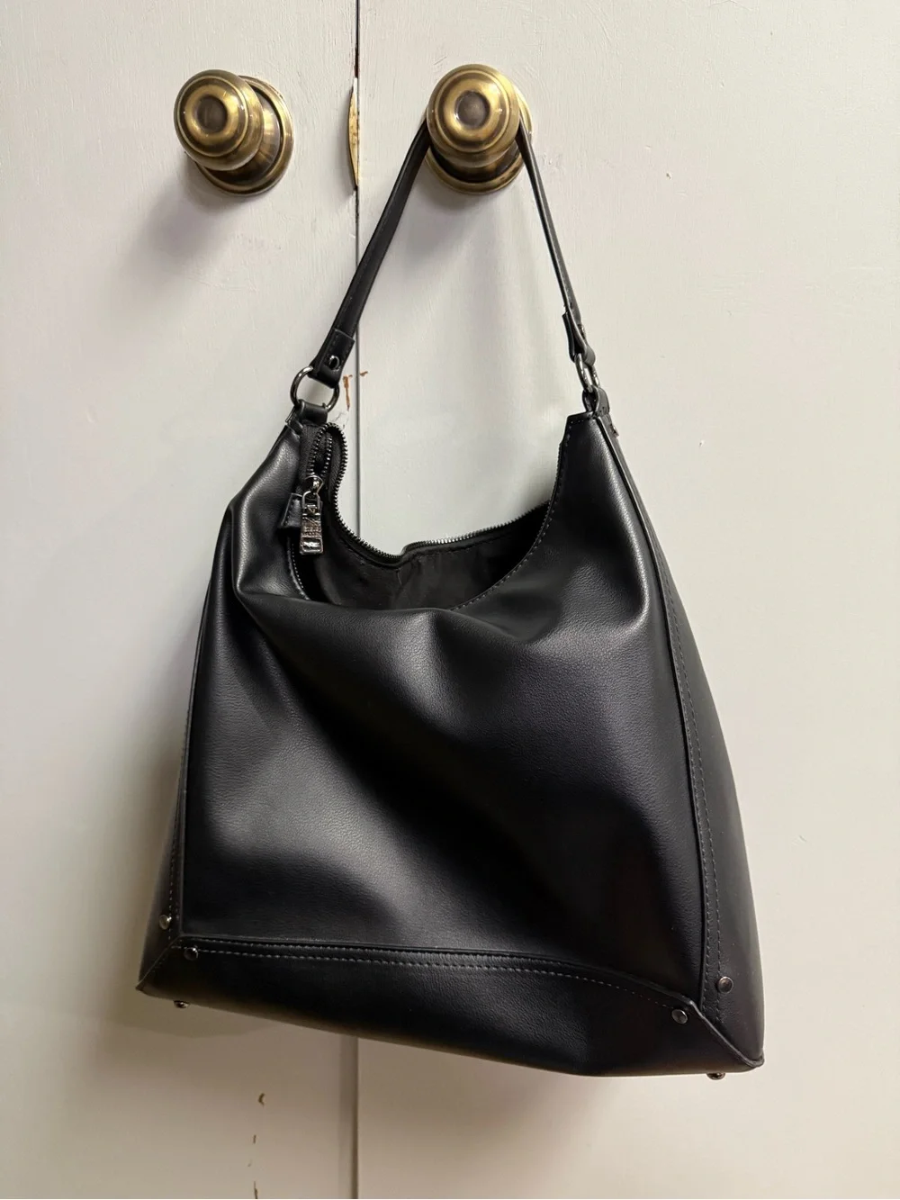 Steve Madden Black Leather Messenger Bag